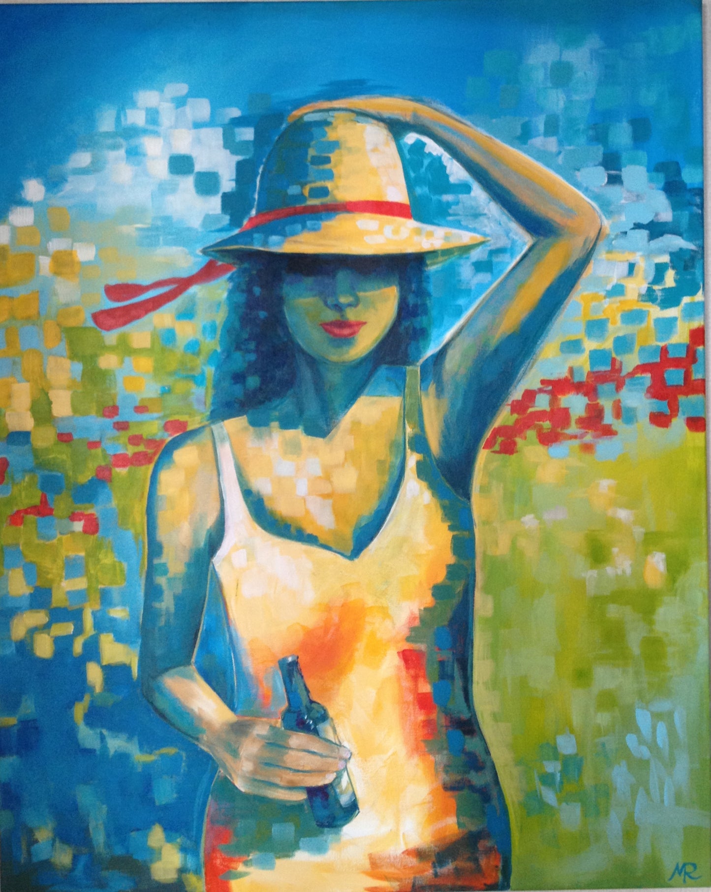 kleurrijke vrouw biertje