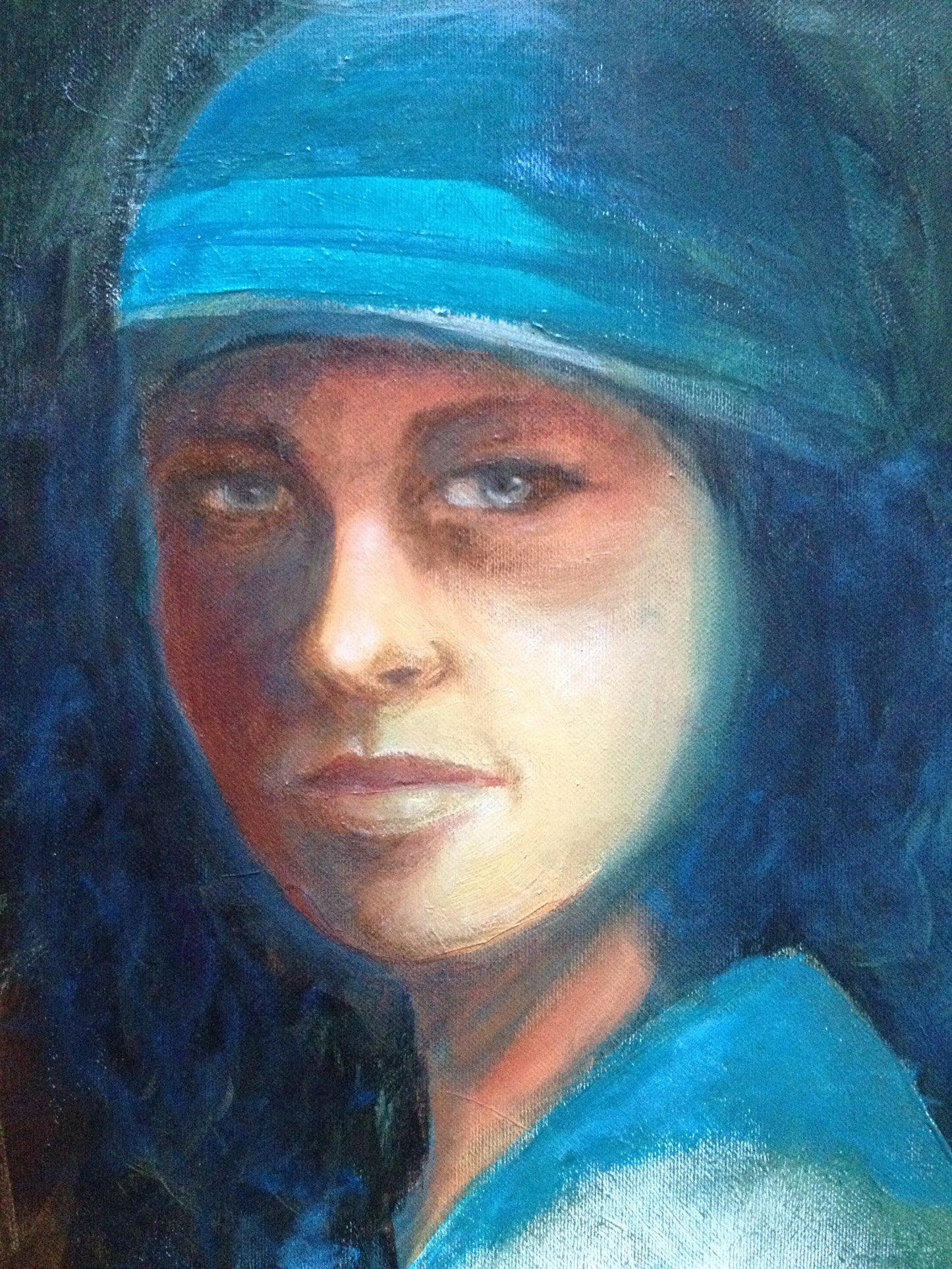 meisje met hoed blauw Verkocht